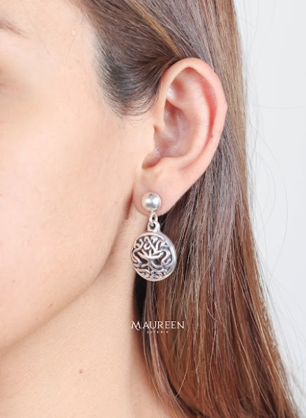 Arete arbol de la vida colgante electroformatura ramas - Plata