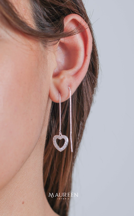 Arete corazon pasante - Plata