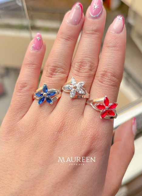 Anillo flor blanca plata/oro  - Plata