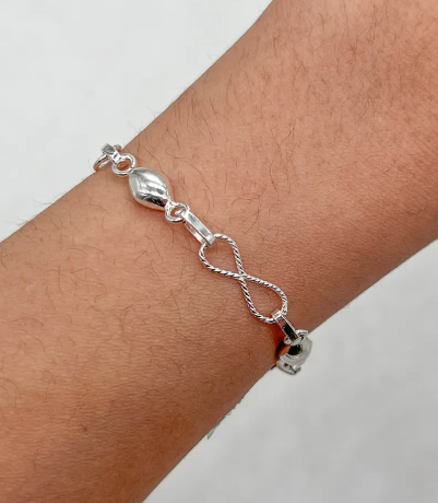 Pulsera donas con infinito argolla - Plata