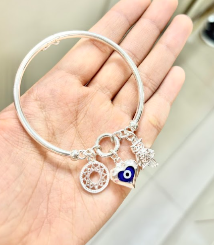 Puñera ojo turco corazon y buho - Plata