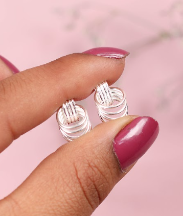Arete cuatro argollas poste - Plata