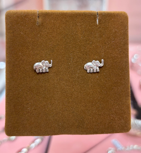 Arete elefante pegado  - Plata