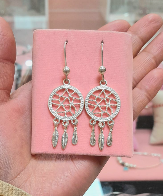 Arete mandala contorno puntos colgante- Plata