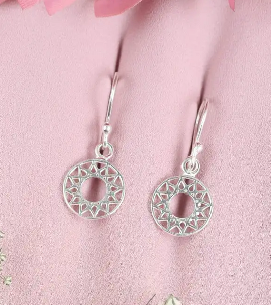 Arete circular sol  colgante - Plata