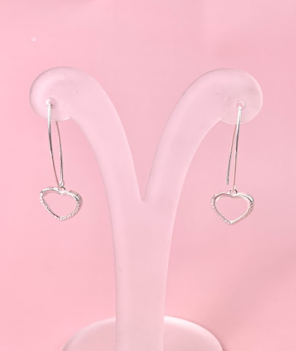 Arete corazón palos colgante- Plata
