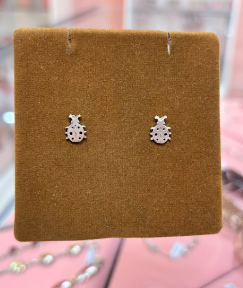 Arete mariquita calada pegado - Plata