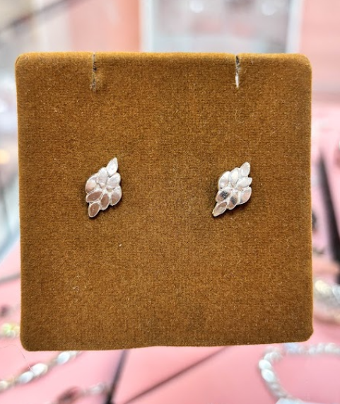 Arete hojas pegado - Plata