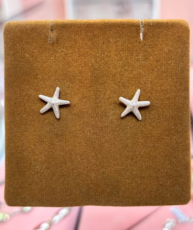 Arete estrella de mar pegado - Plata