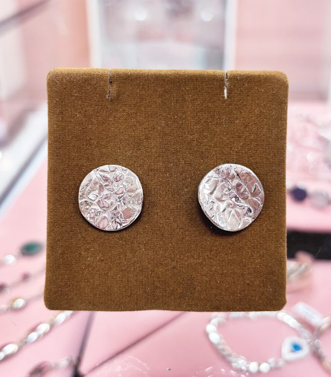 Arete circular chapa texturado - Plata