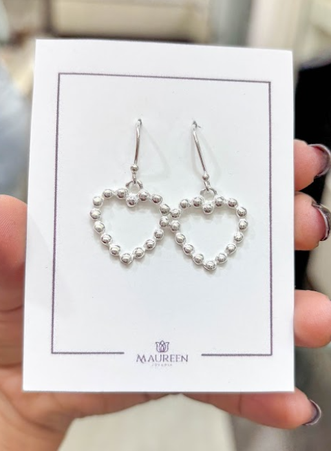 Arete corazon contorno puntos- Plata