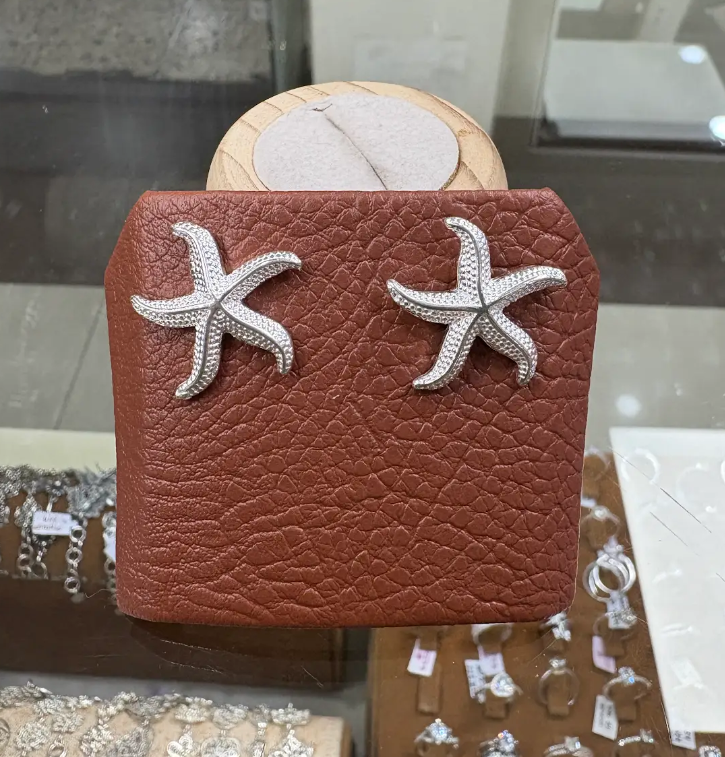 Arete estrella de mar grande con puntos- Plata