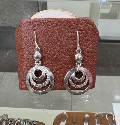Arete 3 argollas planas colgante - Plata