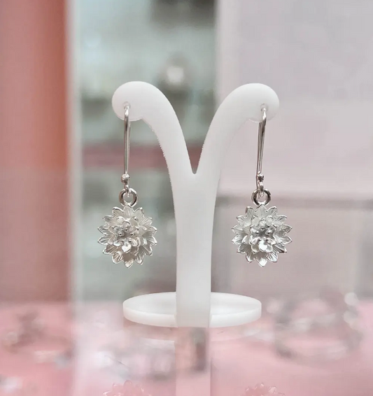 Arete flor con puntas colgante- Plata