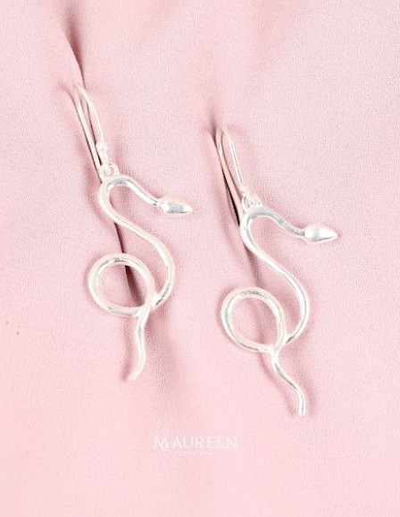 Arete colgante serpiente- Plata