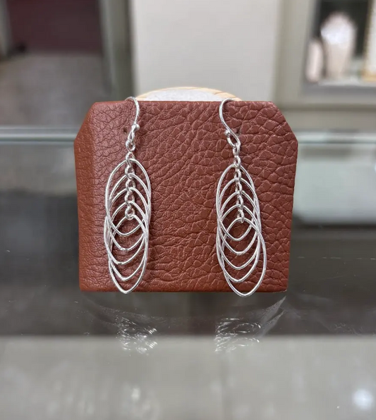 Arete argollas hojal colgantes - Plata