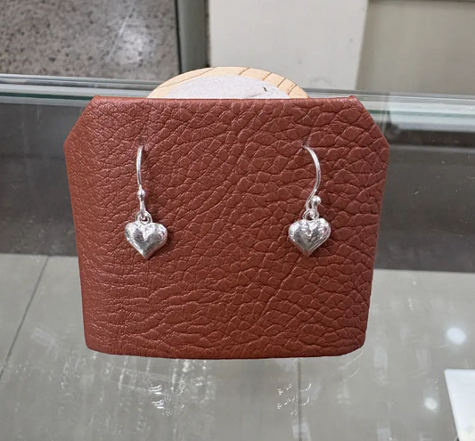 Arete corazon bombacho pequeño colgante- Plata