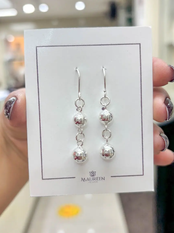 Arete dos esferas colgante - Plata