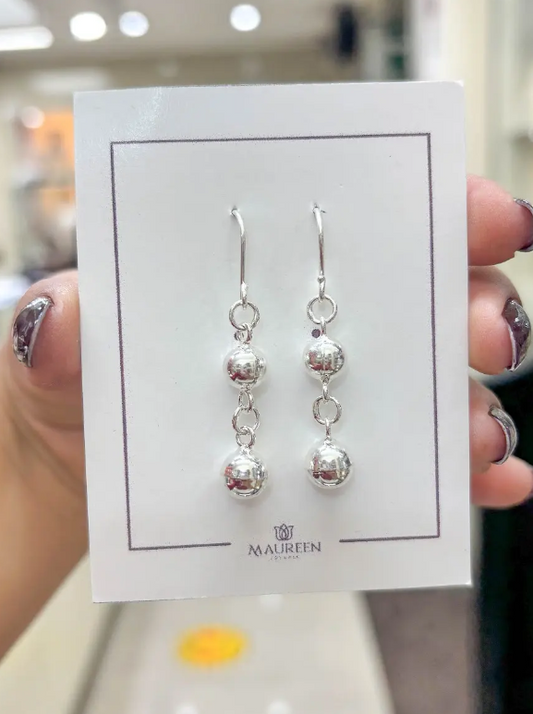 Arete dos esferas colgante - Plata