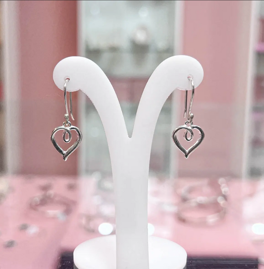Arete corazon entrelazado colgante- Plata