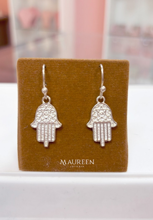 Arete mano poderosa grande colgante - Plata