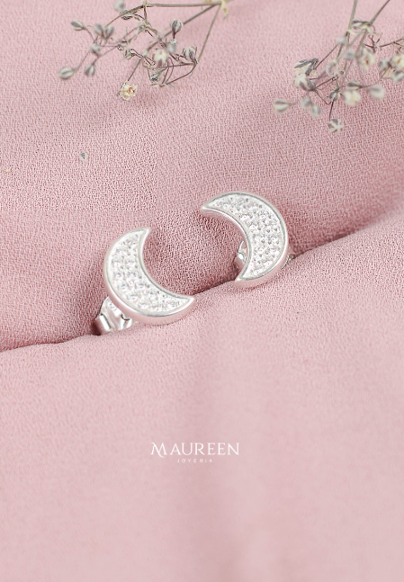 Arete luna circones borde liso - Plata