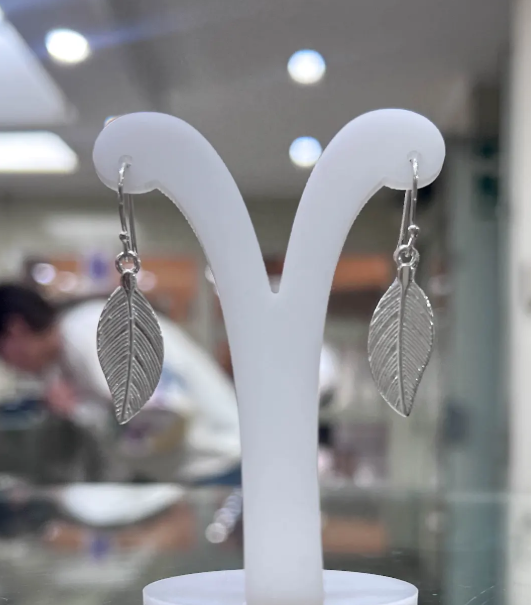 Arete hoja largo colgante - Plata