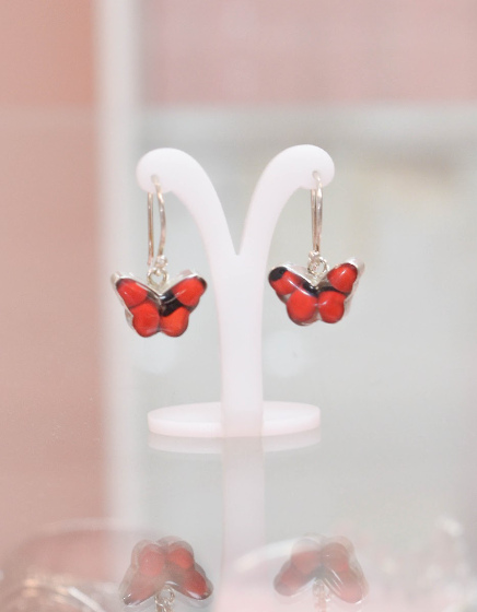 Arete huayruro mariposa colgante - Plata