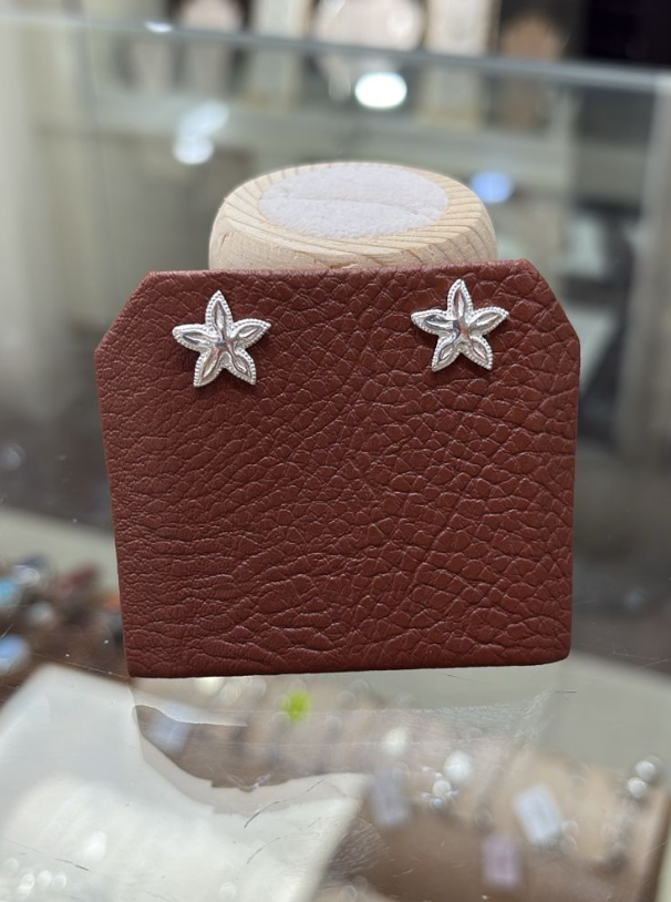Arete estrella de mar lisa  pegado  - Plata