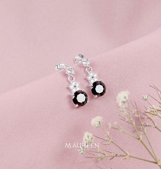 Arete circon colgante con estrella y piedra onix colgante- Plata