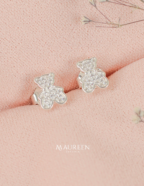 Arete oso con circones - Plata