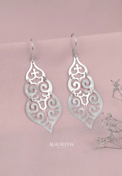 Arete colgante calado - Plata