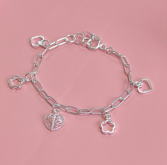 Pulsera dijes amor - Plata