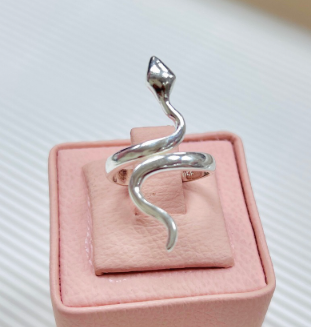 Anillo serpiente lisa estirada - Plata