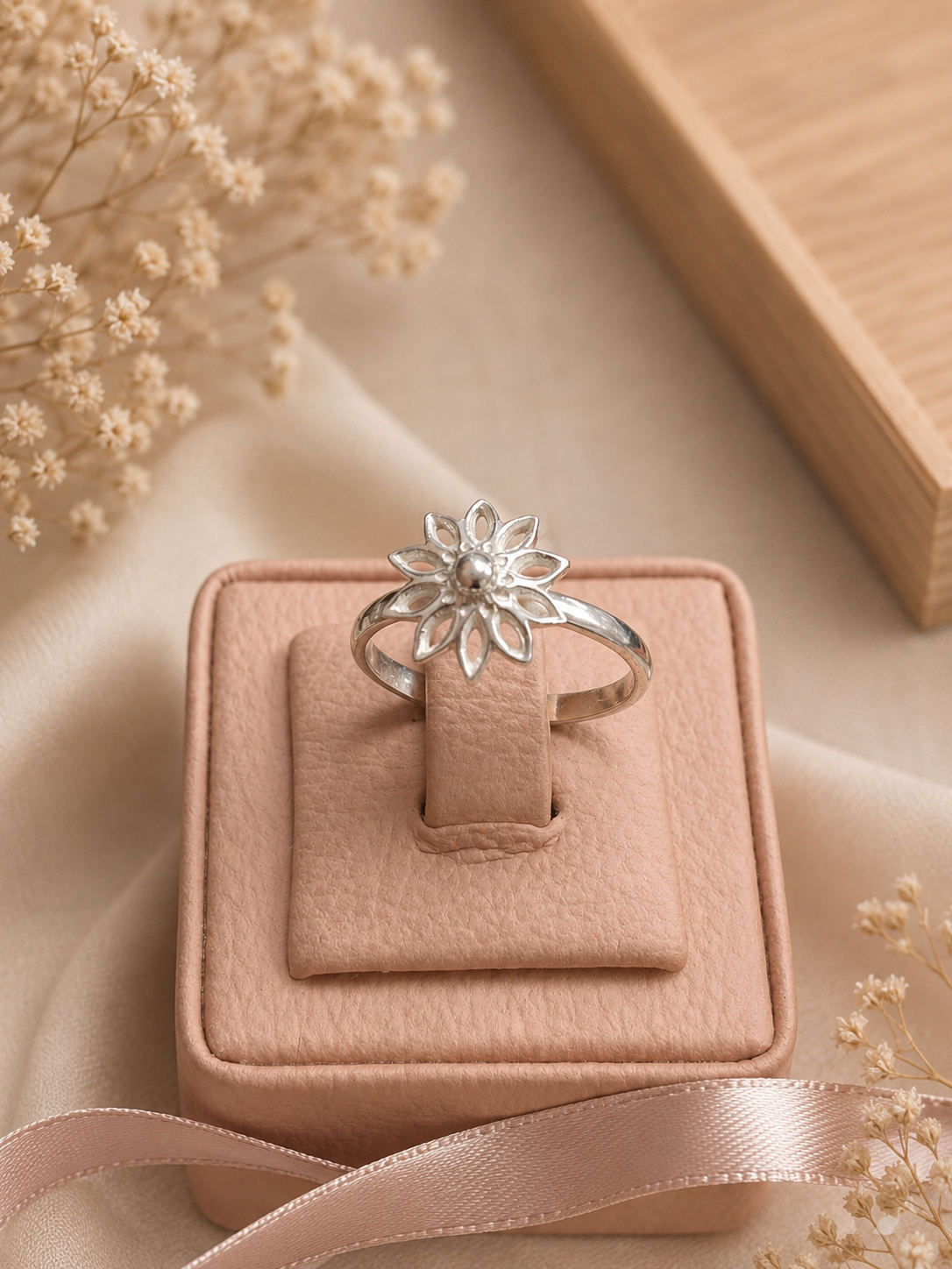 Anillo flor girasol - Plata