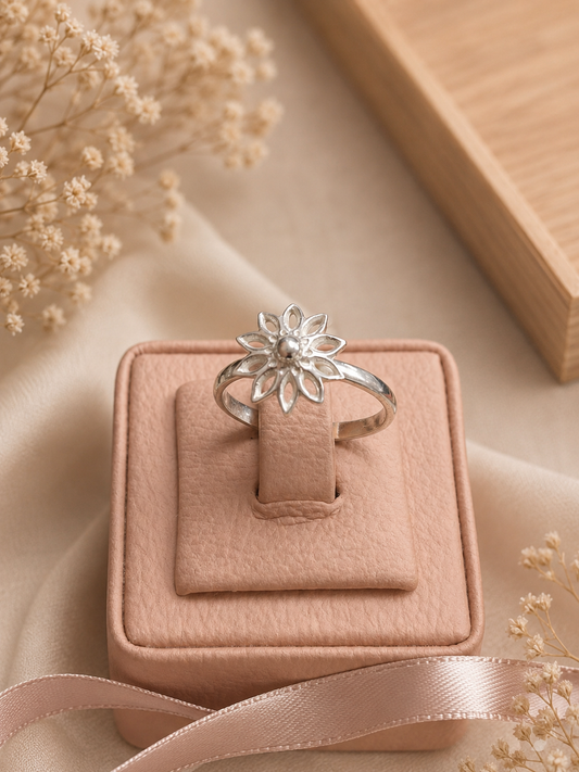 Anillo flor girasol - Plata