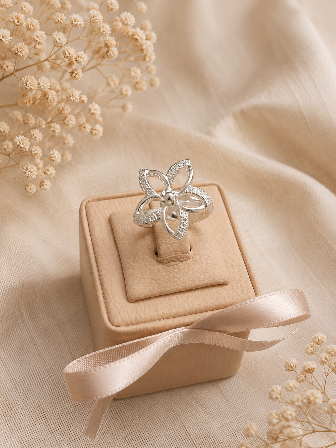 Anillo flor grande - Plata