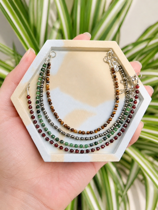 Pulsera piedra natural y shakira intercalado - Plata