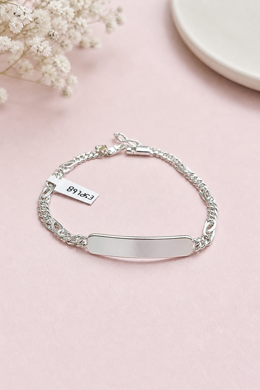 Esclava monaco con placa rectangular - Plata