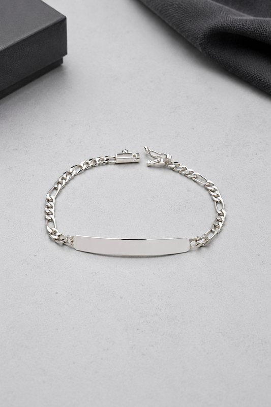 Esclava cartier placa rectangular delgada broche cajon- Plata