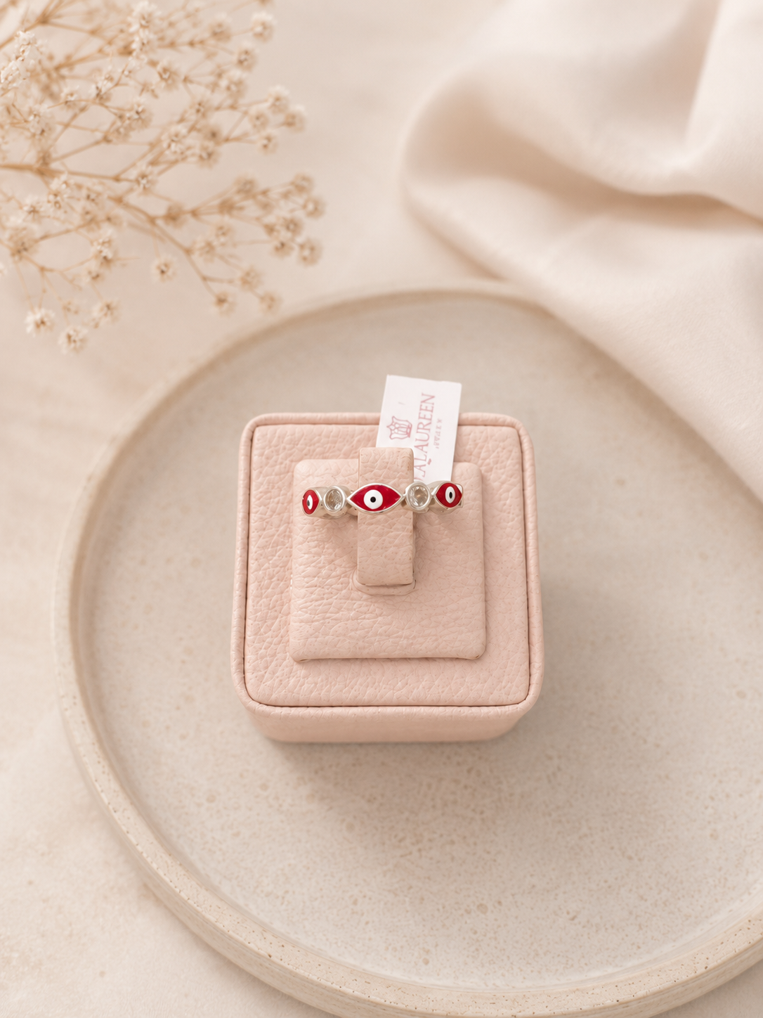 Anillo ojo turco rojo - Plata