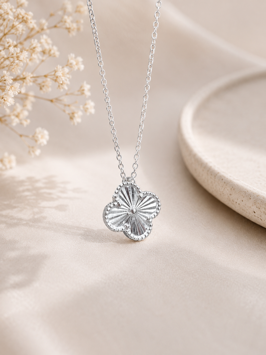 Collar VAN flor diamantado- Plata