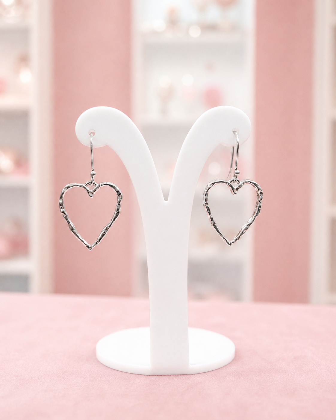 Arete corazón texturado calado - Plata