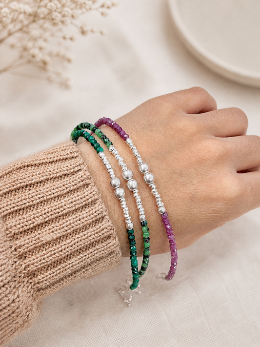 Pulsera shakira piedra natural - Plata