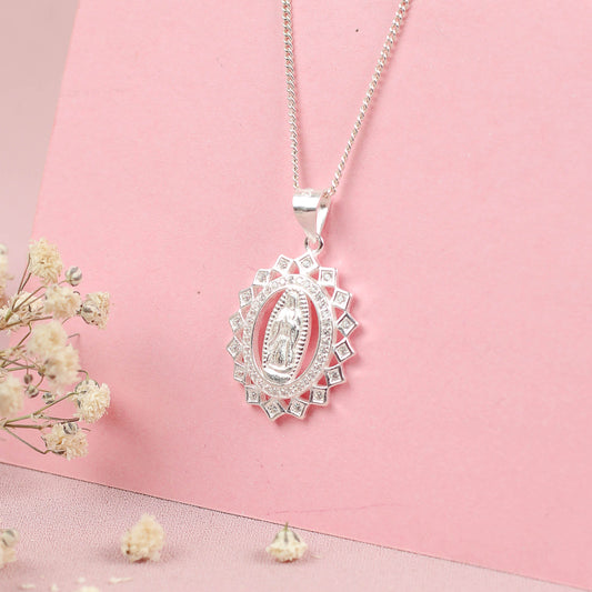 Dije Virgen de Guadalupe con circones- plata
