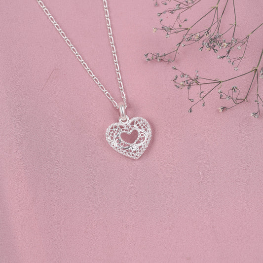 Dije corazon tejido filigrana