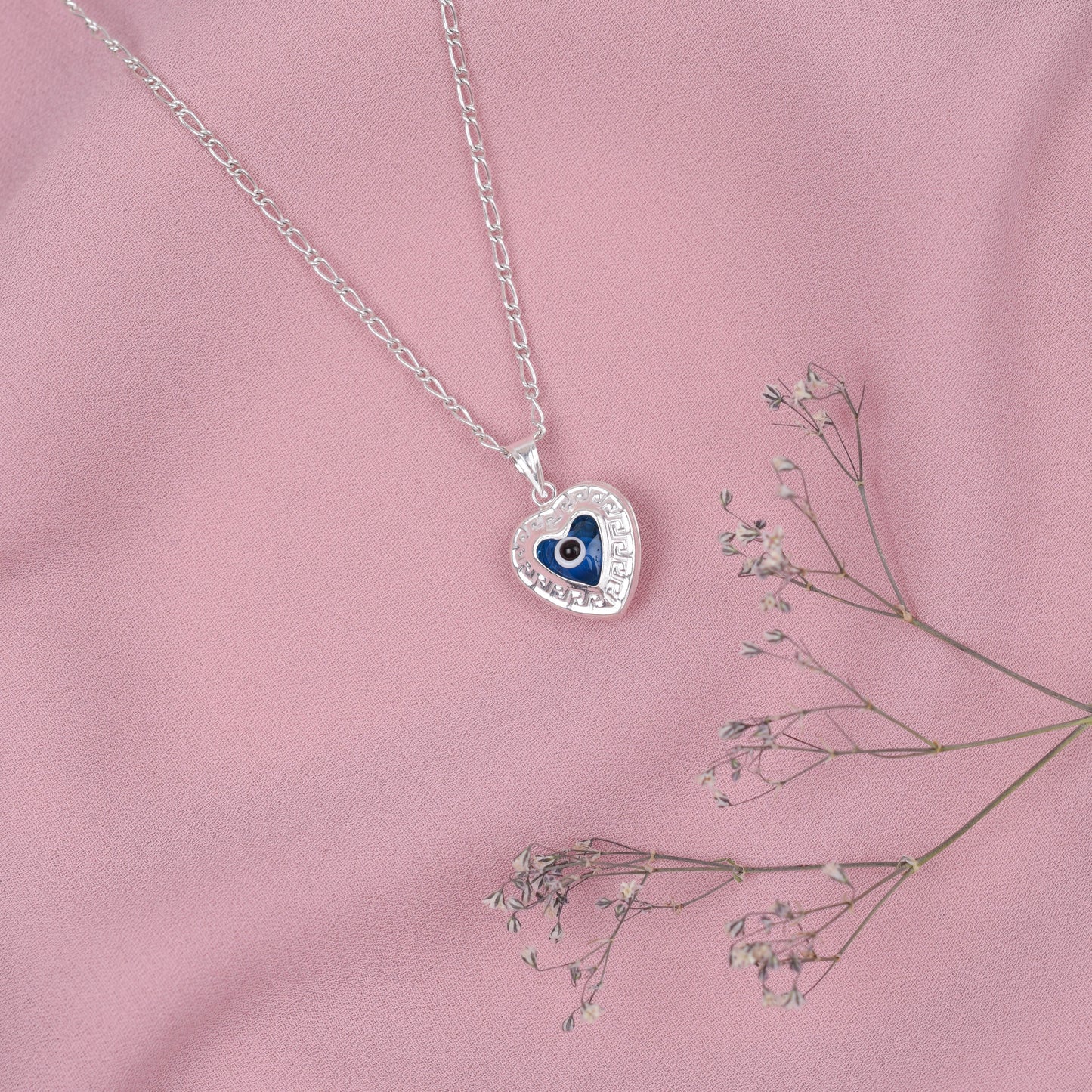 Dije corazon tejido grande azul ojo turco