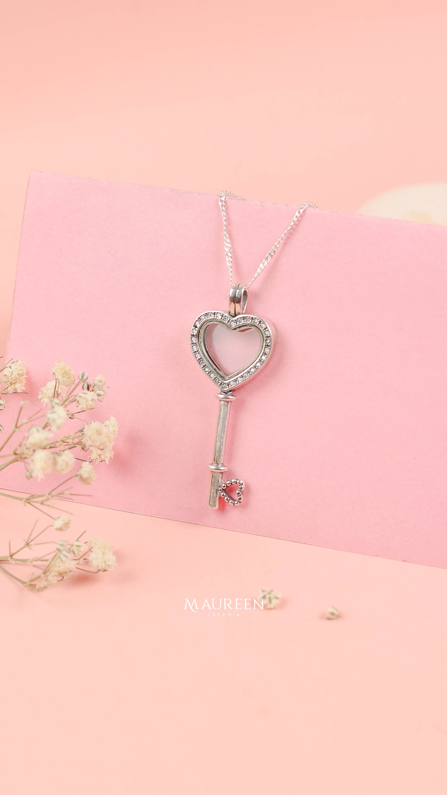 Dije corazon llave portaretrato - plata