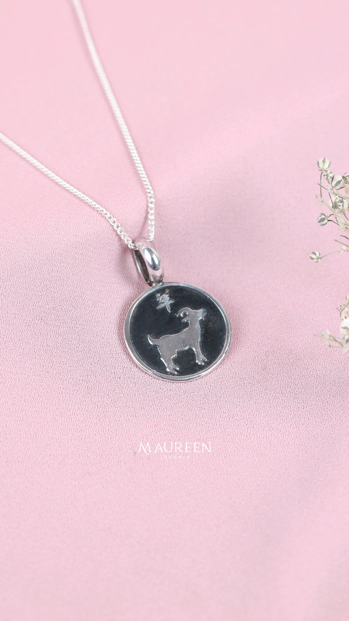 Dije circular zodiaco ARIES plata quemada - Plata
