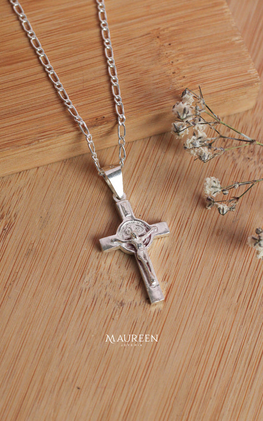 Dije cruz san benito mediano - plata